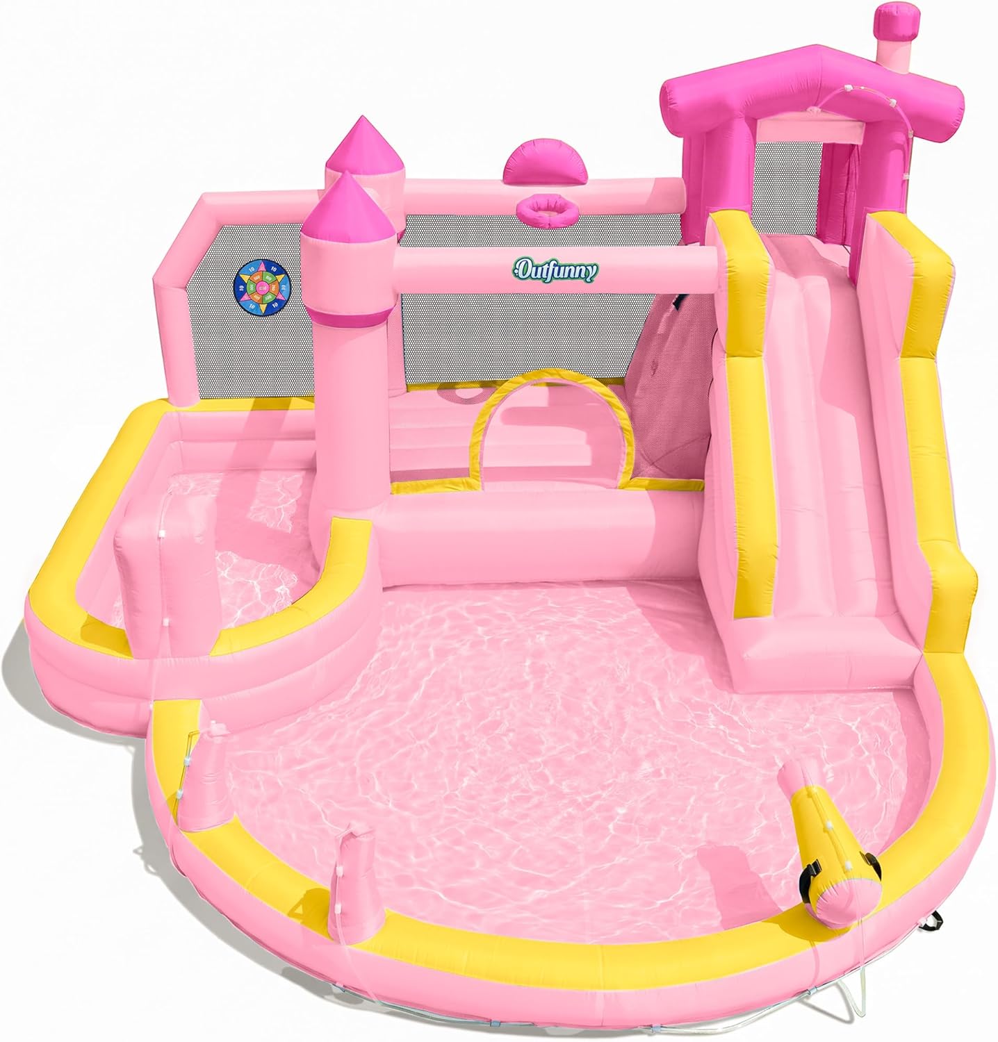 Kids Outdoor Inflatable Water Slide - Розовая надувная водная горка-батут для детей