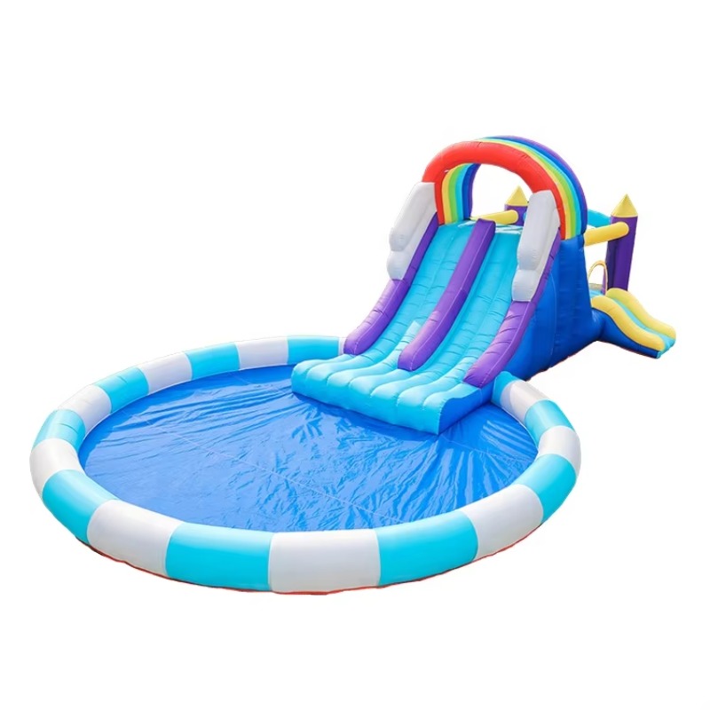 Kids Outdoor Inflatable Water Slide - Гигантская надувная водная горка «Радуга» для
