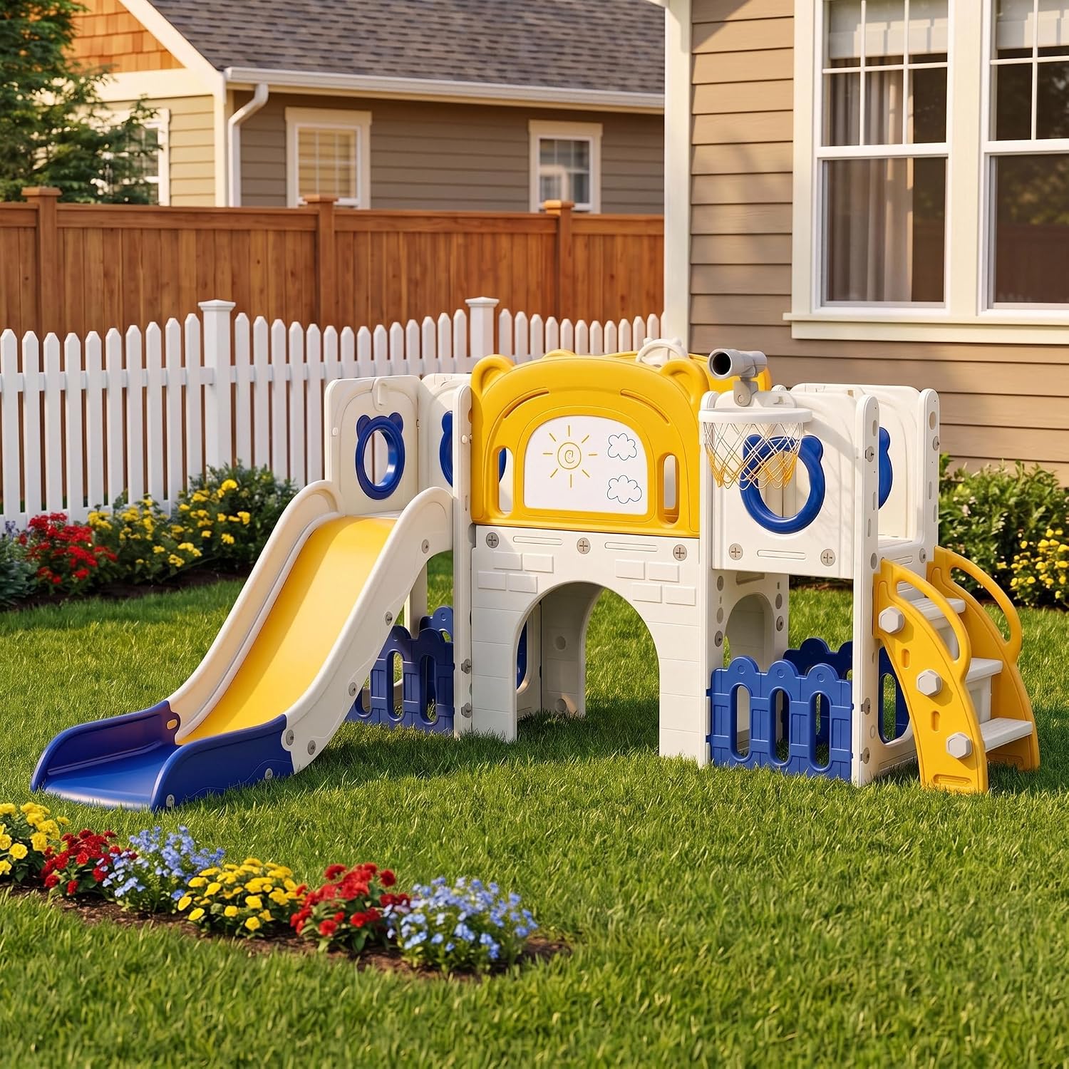 Kids Outdoor Toys B&Q - Игровой комплекс 10-в-1 для малышей: горка,