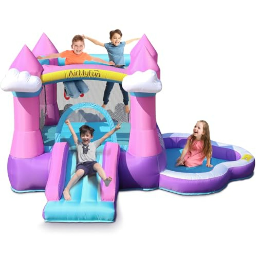 Kids Outdoor Inflatable Water Slide - Розовый надувной батут для детей 3-8