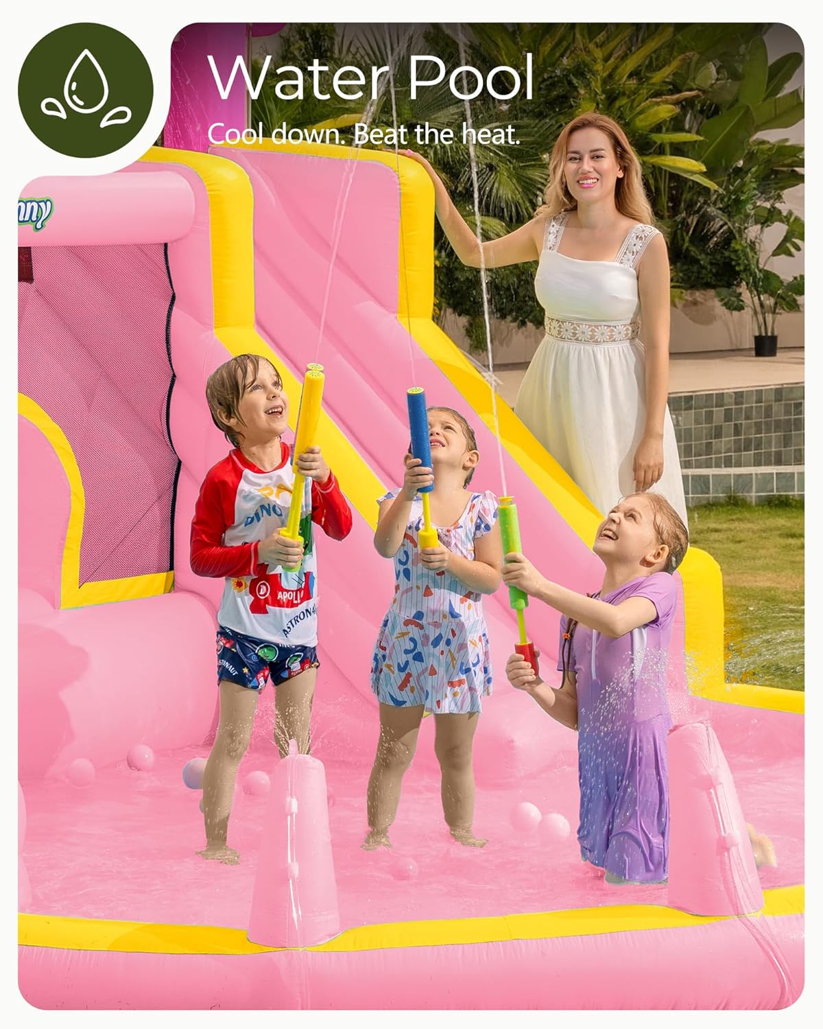 Розовая надувная водная горка- – обзор и цена Kids Outdoor Inflatable Water Slide
