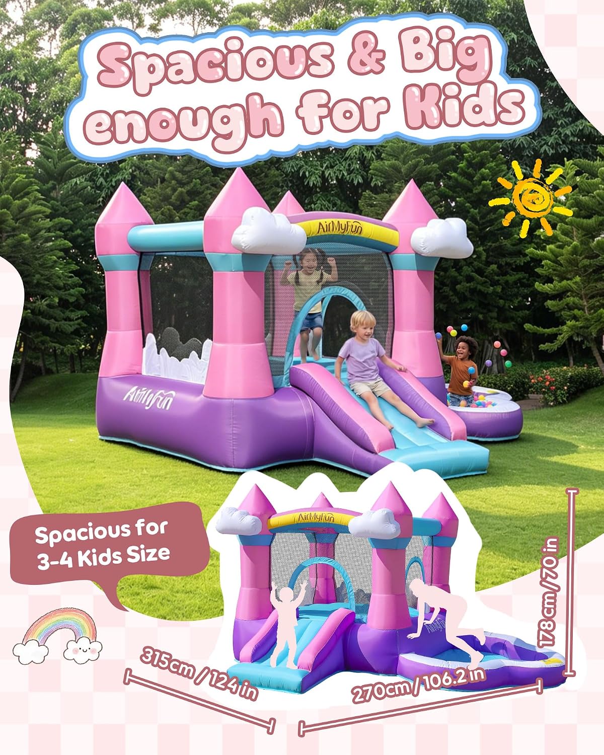 Розовый надувной батут для дет – обзор и цена Kids Outdoor Inflatable Water Slide