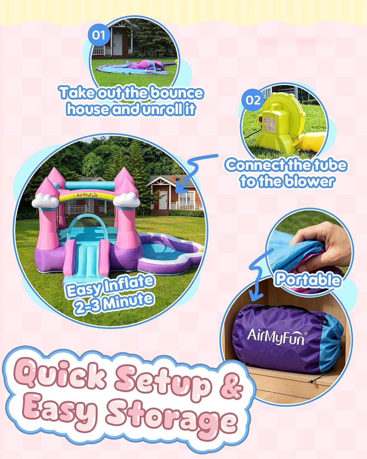 Розовый надувной батут для дет – обзор и цена Kids Outdoor Inflatable Water Slide