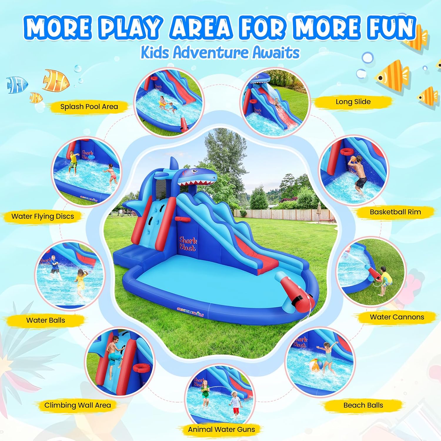 Надувной аквапарк с тематикой  – обзор и цена Kids Outdoor Inflatable Water Slide