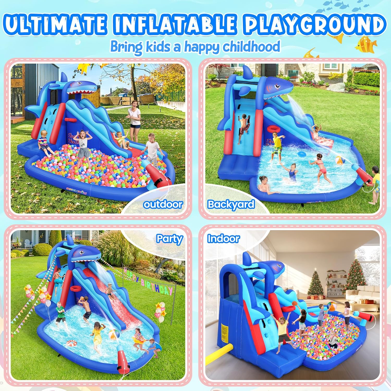 Надувной аквапарк с тематикой  – обзор и цена Kids Outdoor Inflatable Water Slide