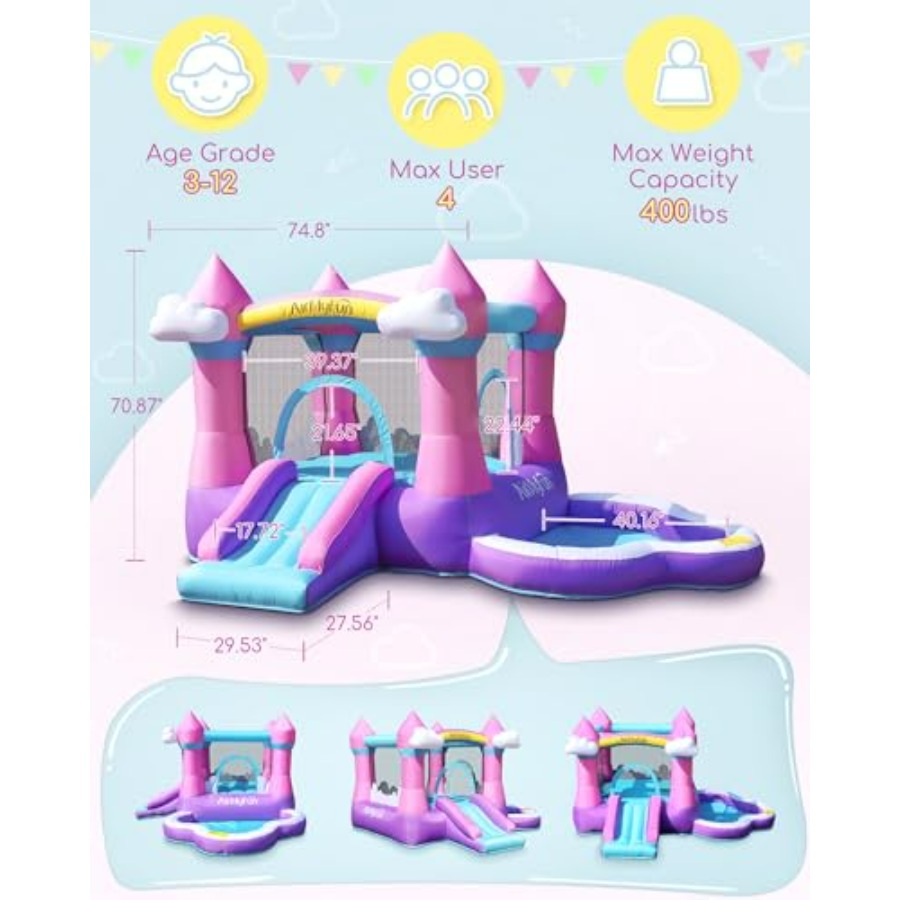 Розовый надувной батут для дет – обзор и цена Kids Outdoor Inflatable Water Slide
