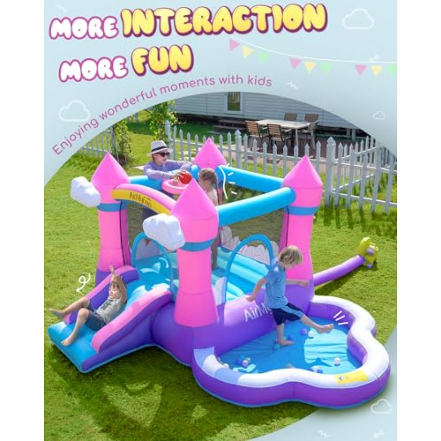 Розовый надувной батут для дет – обзор и цена Kids Outdoor Inflatable Water Slide