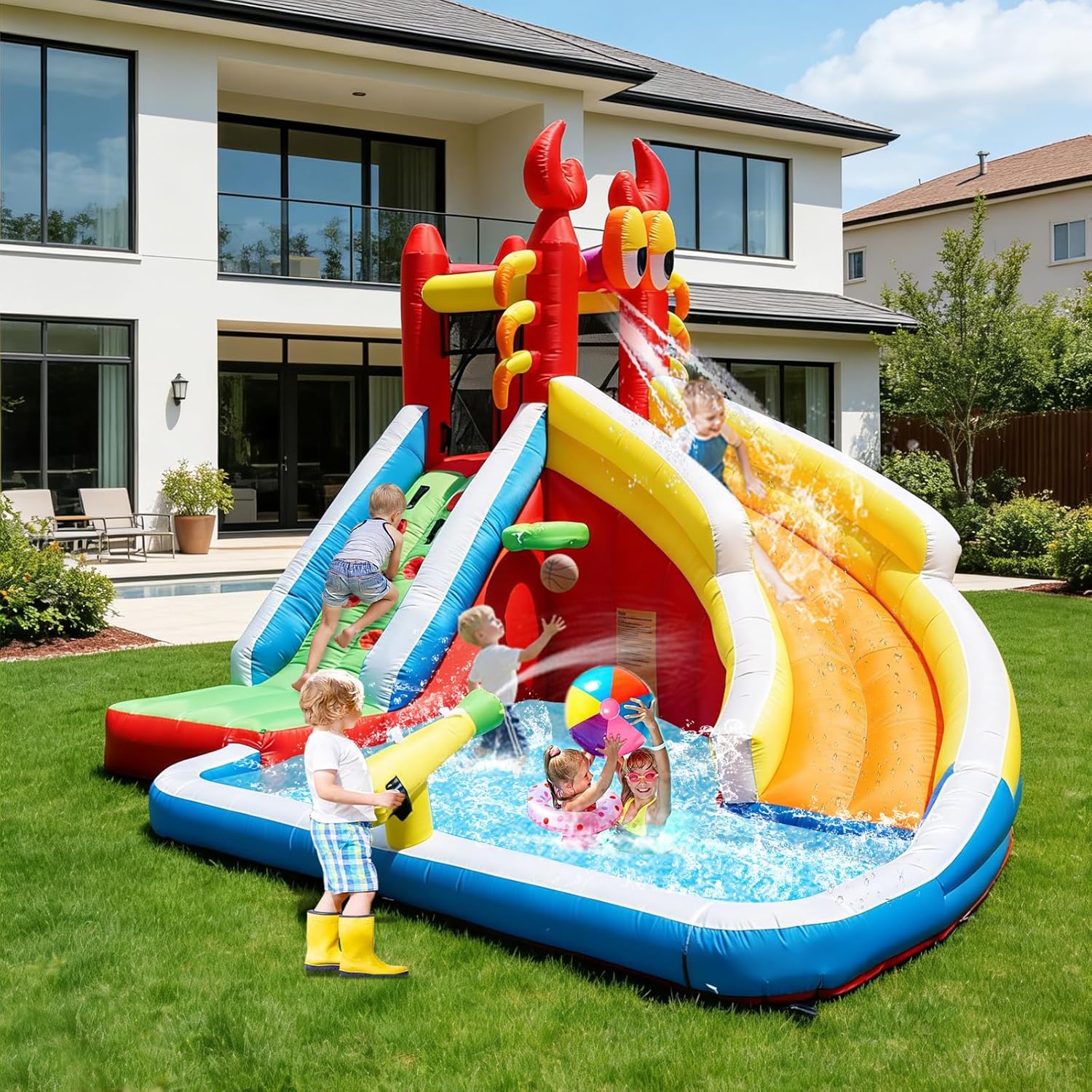 Большой надувной батут с водно – обзор и цена Kids Outdoor Inflatable Water Slide