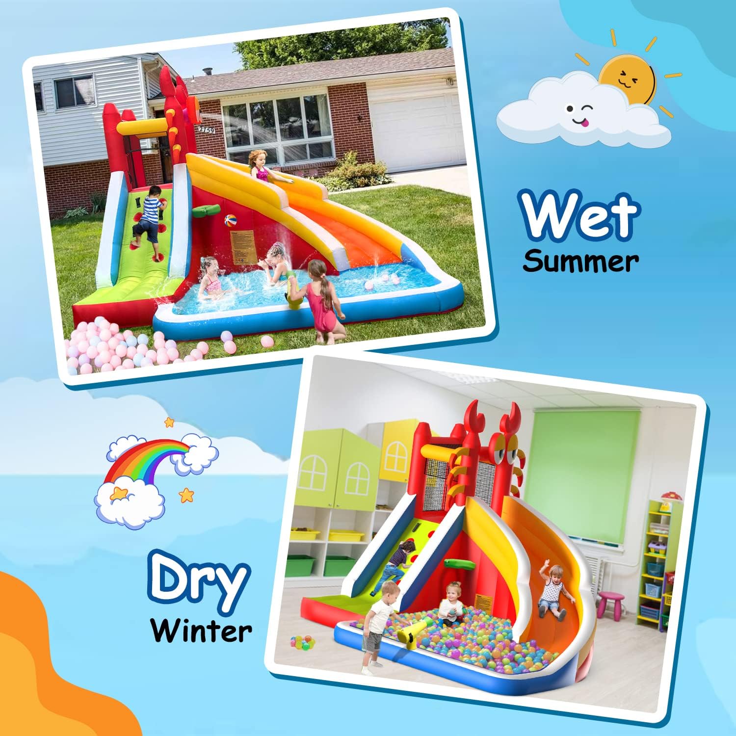 Большой надувной батут с водно – обзор и цена Kids Outdoor Inflatable Water Slide