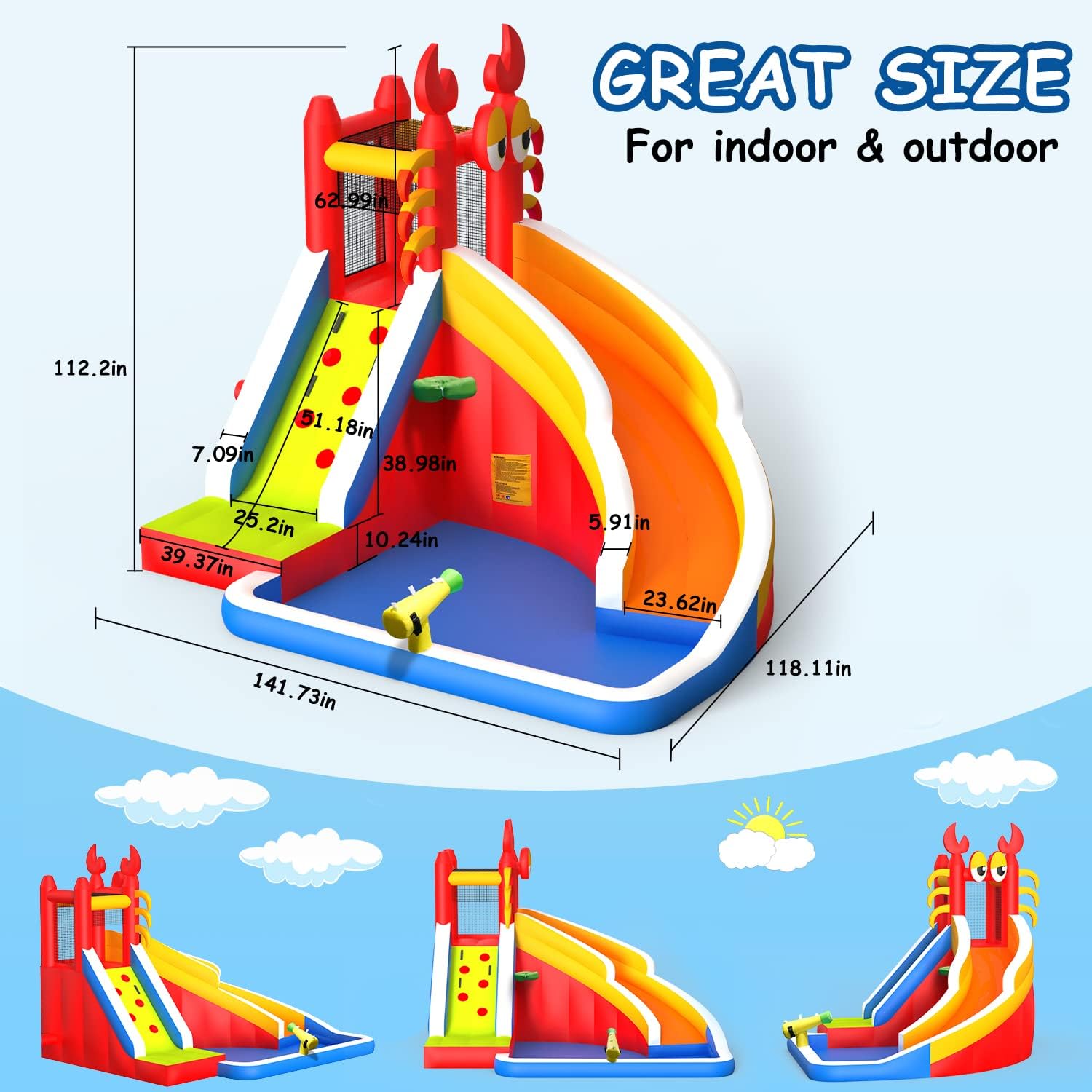 Большой надувной батут с водно – обзор и цена Kids Outdoor Inflatable Water Slide
